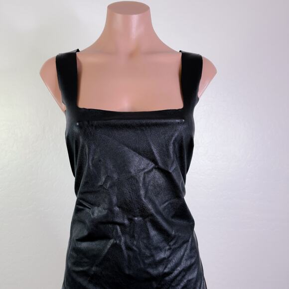 Commando Square Neck Sleeveless Stretch Leather Dress Black Reputation Large NWT - Picture 3 of 11